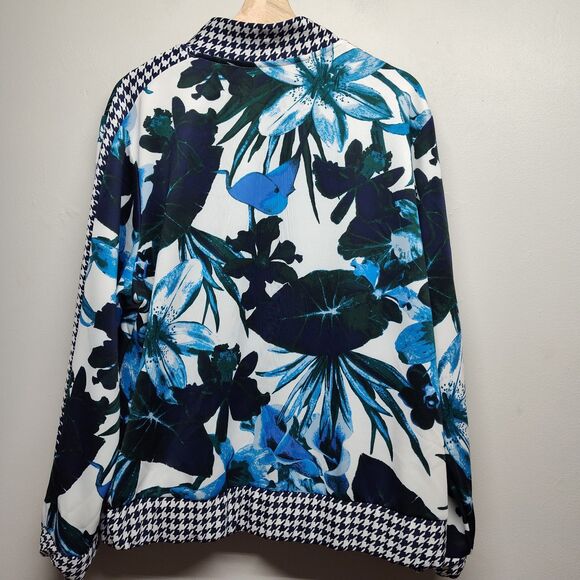 Ashley Steward Sport Jacket Women Size XL Blue Green Floral Full Zip Activewear - Picture 6 of 8